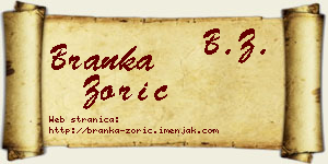 Branka Zorić vizit kartica